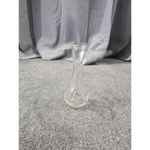 Hoosier Glass 4064 Pressed Clear Glass 6" Vintage Bud Vase Swirl Ribbed Curved